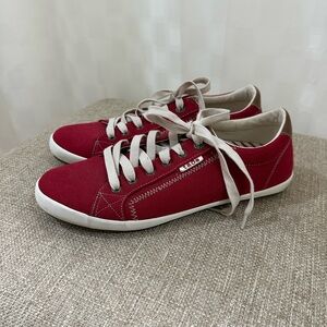 Taos Red Canvas Star Burst Sneakers with White Soles